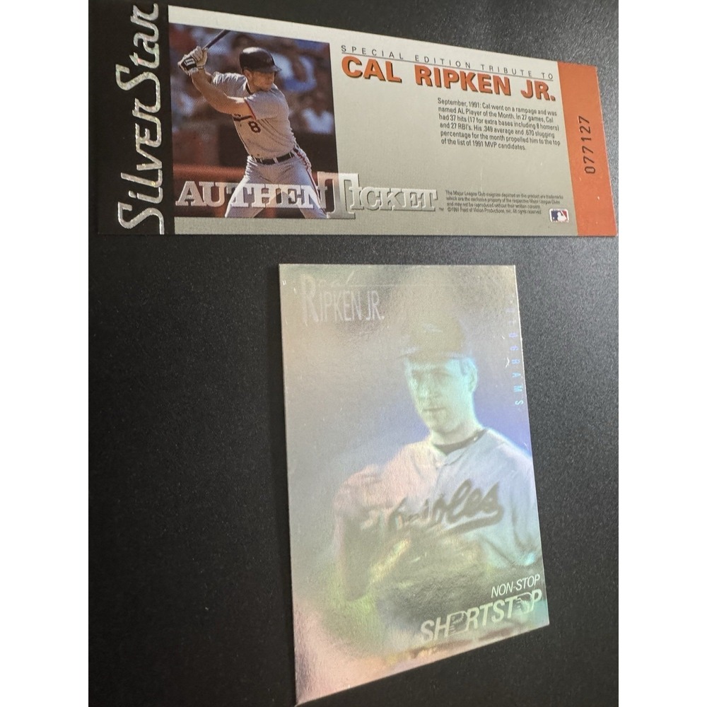 1991 Field of Vision Silver Star Cal Ripken Jr AuthenTicket #077127 Hologram Crd